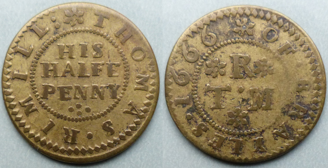 Brailes, Thomas Rimill 1666 halfpenny